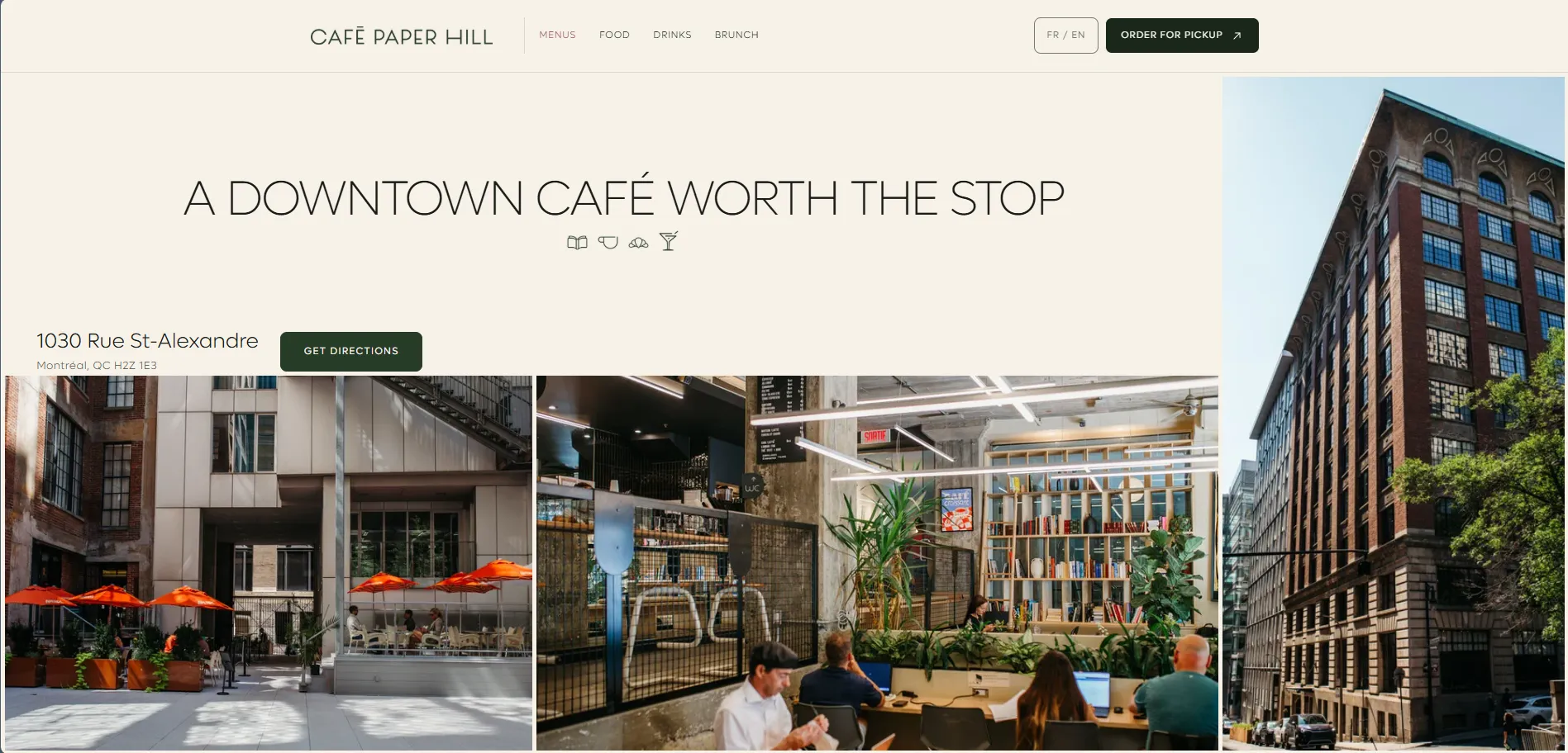 Café Paper Hill coffee shop website design