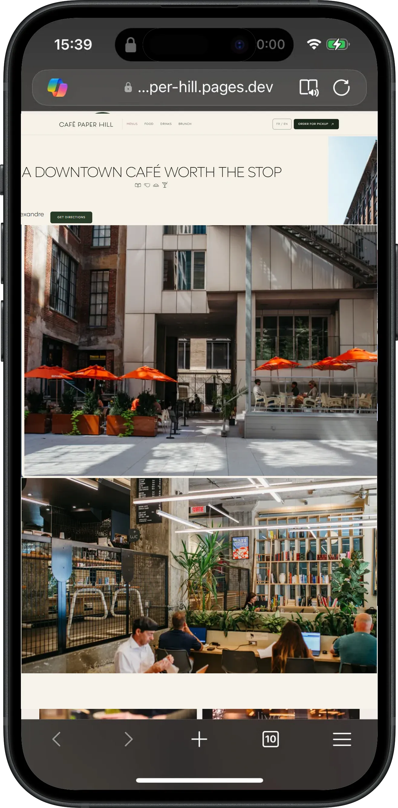 The Café Paper Hill website shown on a laptop and on a phone